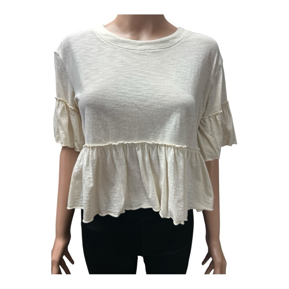 Altar’d State - EC - Cream Ruffle Hem Top